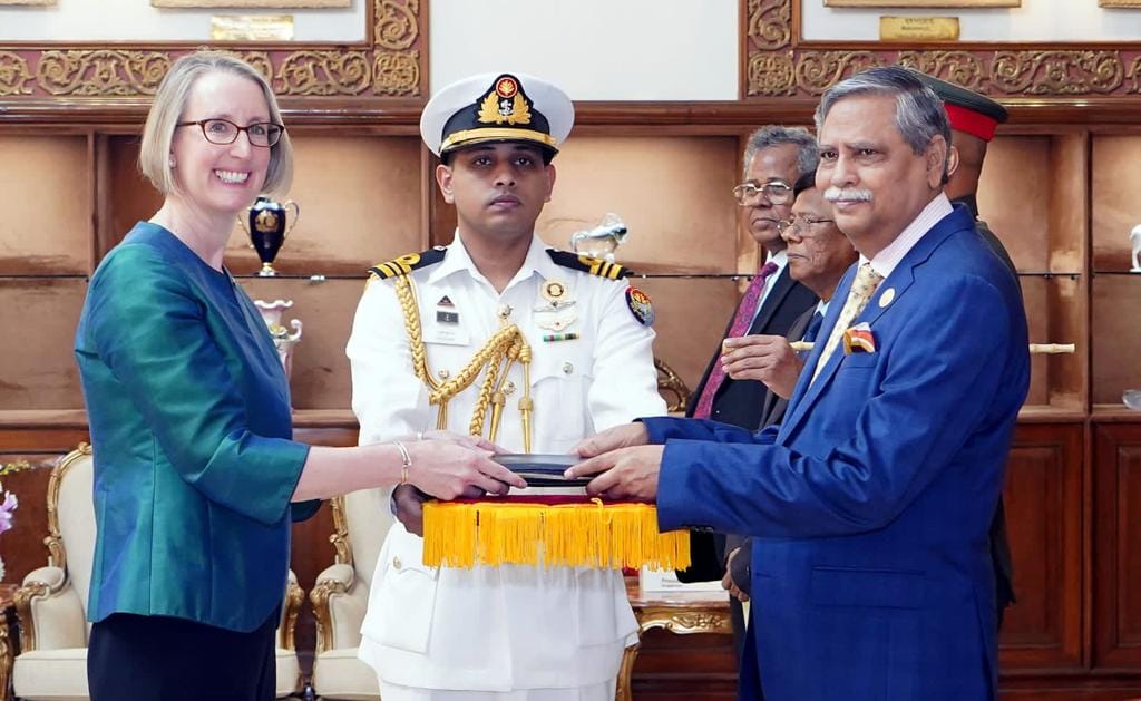 Sarah Cooke with President Shahabuddin